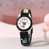 Trendy Cartoon Silicone Strap Quartz Watch for Kids - Boys' Casual Fashion juoda