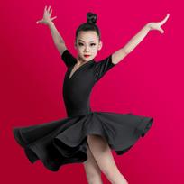 Mergaičių profesionali lotynų šokių suknelė Vaikų ballroom salsa šokių apranga Drabužiai Vaikų varžyboms Lotynų šokių scenos apranga Drabužiai 110 juoda