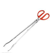 Steel Multi-function Red Handle Sea Crab Tongs Anti-slip Clip Fishing Catch Tool Tooth Clamp 52cm curved