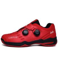 LEFUS Men's and Women's Universal Badminton Shoes, Volleyball Shoes, Anti Slip Rubber Double Rotating Buckle Automatic Lace Up Golf Shoes 44 juoda/mėlyna