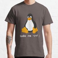 Computer - sudo rm -rf  Tux Linux Penguin - programmer  printed T-Shirt for men 100% cotton plus size clothing S black