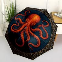 Octopus Art Print: Sea Life Wall DecorUmbrella, Portable 3-Fold Compact Umbrella for Men & Women Gift