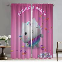 Curtain Room Panel Gabbys Dollhouse Home Interior Curtains Tulle Bedroom Partition Shades Living Kitchen Darkening Polyester Ideal For Master W100*H130(CM)-Grommet top&2PCS pink