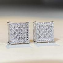 Luxurious 18K white gold and platinum PT950 hip-hop earrings for men and women, fashionable moissanite D color earrings sidabras