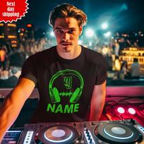 Individualizuoti DJ Vardo Marškinėliai Spausdintos Ausinės Muzikos vakarėlis Klubas Unisex Marškinėliai Viršus 3XL blue