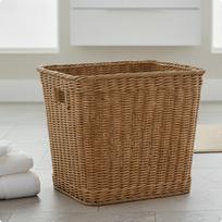 Rotango skalbinių krepšys Dvišalis rudas Rankomis pintas krepšys Šoninės rankenos Stačiakampis pintas 38-30-30cm brown
