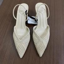 Fashion Brand Hollow Out Woven High Heels Women Summer Sandals Pointed Toe Breathable Light White Wedding Party Office Lady Dress Shoes 36 dramblio kaulas