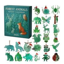 Yousheng Sea Glass Advent Calendar 2025 2D Sea Glass Forest Animals Ornaments Set 24 Days Christmas Countdown Calendar for Kids Collectors Nature Animal