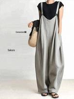 Japanese Wide-Leg Overalls: 4 Colors, 2026 Autumn Collection, Loose Solid Color Jumpsuit Large šviesiai žalios spalvos