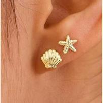Ocean Element Shell & Starfish Sea Turtle Earrings - 1 Pair