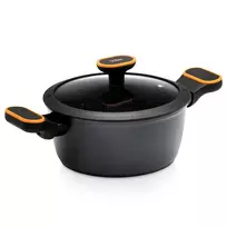 Puodas su granitine danga ir stikliniu dangčiu, juodas, Ø 20 cm, 2,5 l