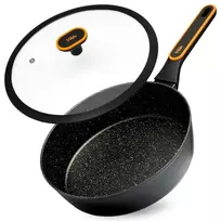 Keptuvė su nepridegančia granitine danga ir stikliniu dangčiu, juoda, Ø 28 cm