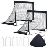 Sulankstomi futbolo vartai su nešiojimo krepšiu, juodi, 120 × 90 × 92 cm, 2 vnt.