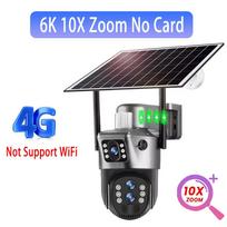 6K 12MP saulės kameros, 4G SIM, lauko kameros su trimis objektyvais, 10 kartų priartinimu, IP belaidis vaizdo stebėjimas, dirbtinio intelekto sekimo kamera, 360 laipsnių apsaugos kamera V380. 6K Cam 10xZoom