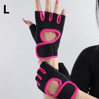 Women Men Fitness Gym Gloves Weightlifting Gloves Half Finger Breathable Non-Slip Gel Pad Bodybuilding Training Dumbbells Gloves L rožinė raudona spalva