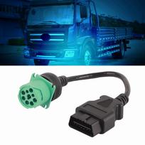 9 Pin Male Head to 16 Pin OBD2 Truck Diagnostic Scanner Cable Adapter for Cummins Diesel Engine blue