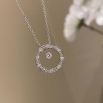 Xiaoxiangfeng Coco Rhombus Pattern Water Ice Moon Necklace Women'S Gold-Plated Temperament Light Luxury High-End Jewelry Collarbone Chain Women gray