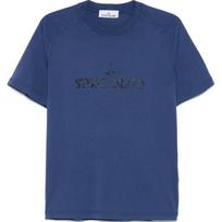 Stone Island Ss25 Letter Round Neck Short Sleeve T-Shirt Men T-Shirts Blue K1S152100020S0081-V0028 M