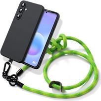 Case for Samsung Galaxy A57 5G, Soft Black Anti-Scratch Silicone with Sturdy Green Cord juoda