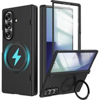For Samsung Galaxy Z Fold 7 Magnetic Case with Ring Stand Full-Body Slim Hinge with Screen Protector Anti-Scratch White Cover Galaxy Z Fold7 juoda