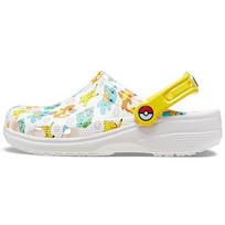 Crocs Unisex POKEMON Collaboration Classic Clog Color White EVA Round Toe Printed Outdoor Breathable Clogs 207765-94S 39-40
