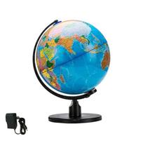 Šviečiantis LED Žemės rutulys su didelės raiškos anglišku spausdinimu geografijos studijoms ir naktiniam apšvietimui 20CM blue