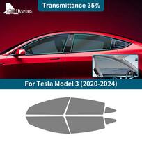UV apsauginė lango plėvelė Tesla Model 3, 2018-2024, Saulės spindulius sulaikanti plėvelė šoniniams langams, 8%/20%/35% VLT 35 Percent Window / For Model3 juoda
