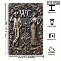 Vintažinis metalinis skardinis ženklas Vonios kambario tualeto dekoras 20x30 cm gray