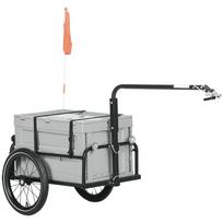 Dviračio priekaba su nuimama ir sulankstoma 65L daiktadėže, saugos atšvaitais, Maks.. Keliamoji galia 40KG, Pilka 145 x 61 x 81 cm