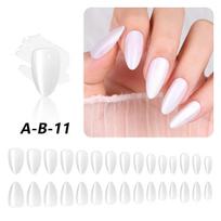 Solid Color Oval Cat Eye Press-On Nails - Medium-Long Light Luxury white