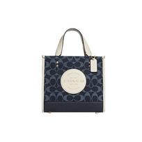 Coach Dempsey 22 Classic Monogram Canvas Tote Bag Women Tote Bags Denim-Blue White C8582-IMDEI Basic Set (Bag+Dust Bag) white
