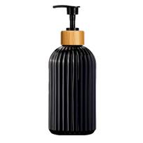 500 ml sustiprintas dryžuotas stiklinis buteliukas su pompos dozatoriumi skystam muilui, šampūnui, losjonui laikyti, daugkartinis indas vonios kambariui, virtuvei One Size white