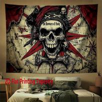 Pirate Skeleton and Treasure Digital printing polyester wall tapestry suitable for use living rooms bedrooms offices bars party 70x100CM beige