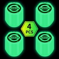 4PCS Luminous Car Tire Valve Cap Fluorescent Night Glowing Decor For Nissan Sentra Altima Versa Bluebird Sunny Maxima X-Trail Pathfinder Murano Armada