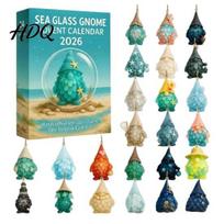 Collectible Forest Elf Decor Christmas Gnome Advent Calendar 2026 Sea Glass Style Countdown for Kids PVC Gifts Mini Hanging Pendants Home Xmas Tree