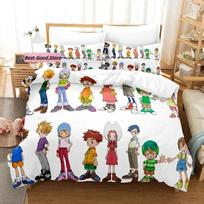 Digimon Adventure Bedding Set Single Twin Full Queen King Size Bed Set Aldult Kid Bedroom Duvetcover Sets 3D Print Anime EU Single(135*200cm)3pcs black
