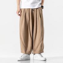 Men Wide Leg Pants Spring Brand Men Chinese Style Baggy Trouser Mens Hip Hop Jogger Pants Men Soild Color Pants S chaki