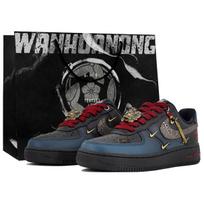 Nike Air Force 1 Slip Resistant Abrasion Resistant Low top Skateboard Shoes Unisex Black Gold CW2288-001(Team113-S-BOX) 38 gray
