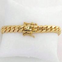 Kubietiškos grandinėlės karoliai 9,6 mm aukso spalvos nerūdijančio plieno storos vyriškos hiphopo reperių papuošalų dovana 7.5inch Bracelet auksinė