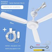 Zhonglian Ceiling Fan For Home Wind-Driven Mute Living Room Dining Room Bedroom Bed Three-Leaf Hanging Plastic Industrial Fan Diameter 90cm Standard + 3m Switch Wires white