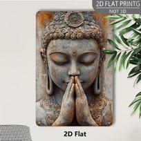 Hisun Tin Sign Serene Buddha Statue Close Up Vintage Metal Tin Sign Spiritual Religious Iron Painting Wall Art Decor for Yoga Studio Home Livi 20x30cm gray