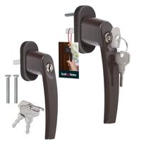 Kotarbau® 2 Pcs. Window Handle With Key. Brown Aluminum. Powder Coated. Lock In Closed Position. Spindle 35 Mm.