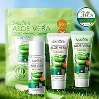3 vnt./rinkinys Alavijo odos priežiūros rinkinys Veido prausiklis Veido valiklis Alavijo gelis Tonikas Kremas Drėkinamasis Veido Kelioninio dydžio Odos priežiūra aloe vera set green