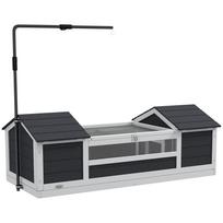 Lauko vėžlių namelis Vėžlių aptvaras 2 prieglaudos Reguliuojamas lempos laikiklis Medžio masyvas 120 x 56,5 x 43 cm Pilkas 120 x 56.5 x 43 cm