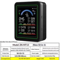10-In-1 Co2 Air Quality Detector Pm0.3 Pm1.0 Pm2.5 Pm10 Hcho Tvoc Tester Temperature And Humidity Meter Carbon Dioxide Monitor A