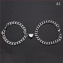 2 vnt. Punk sidabro spalvos grandinėlės porų apyrankė moterims, nerūdijančio plieno, romantiška, su magnetu, vyrams, suderinti daiktai, papuošalai, Pulsera