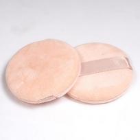 Goupu Hand-held Puff: 60mm Ribbon-style Dry Powder Puff for Setting Makeup with Loose Powder. white