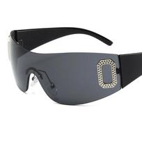 Y2K Rimless Punk Monolithic Sunglasses Women Luxury Brand Wrap Around Eyewear Female Five Star Shades As Picture