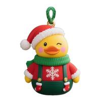 Christmas Duck Ornament Xmas Tree Hanging Duck Decoration Cute Resin Duck with Santa Hat for Home Office Holiday Party Decor C beige
