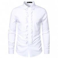 Men's Shirt Long Sleeve Autumn and Winter Solid Color European Size Men's Wedding Dress Long Sleeve Shirt Performance Dress S balta